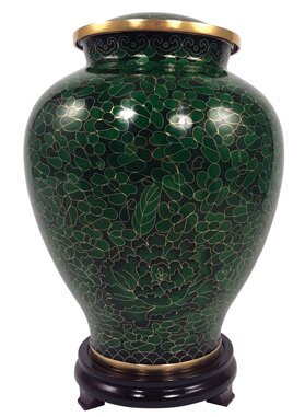 Hunter Green Cloisonne Urn